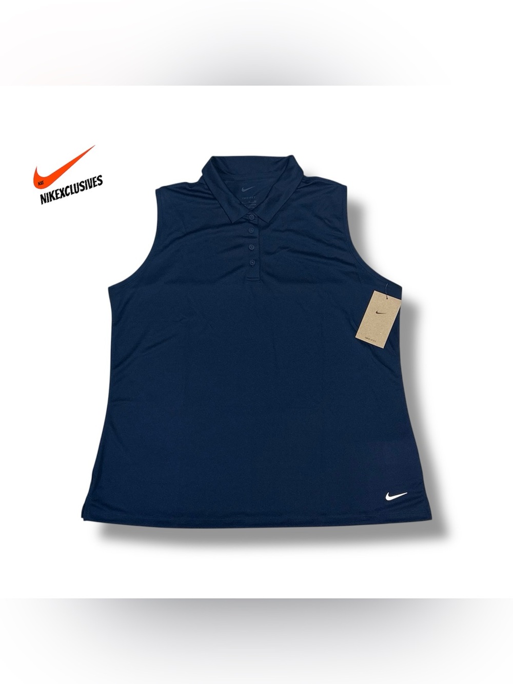 Nike Women’s Navy Sleeveless Polo Tank Top Dri-fit victory Golf top DH2312-451